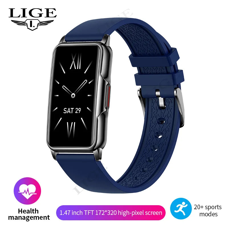 LIGE New Fashion Smart Watch Ladies Message Push Blood Pressure DIY Custom Dial Sports Bracelet Waterproof Men Women