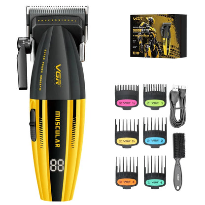 VGR V-285 Professional Hair Clipper – 9000RPM, LED Display, DLC & Ceramic Blade