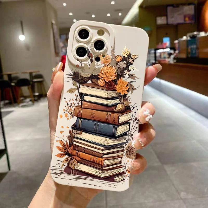 Creative Beautiful Book Pattern Phone Case For iPhone 11 12 13 14 15 16 17 Air Pro Max 16E 7 8 Plus X XR XS SE2 Shockproof