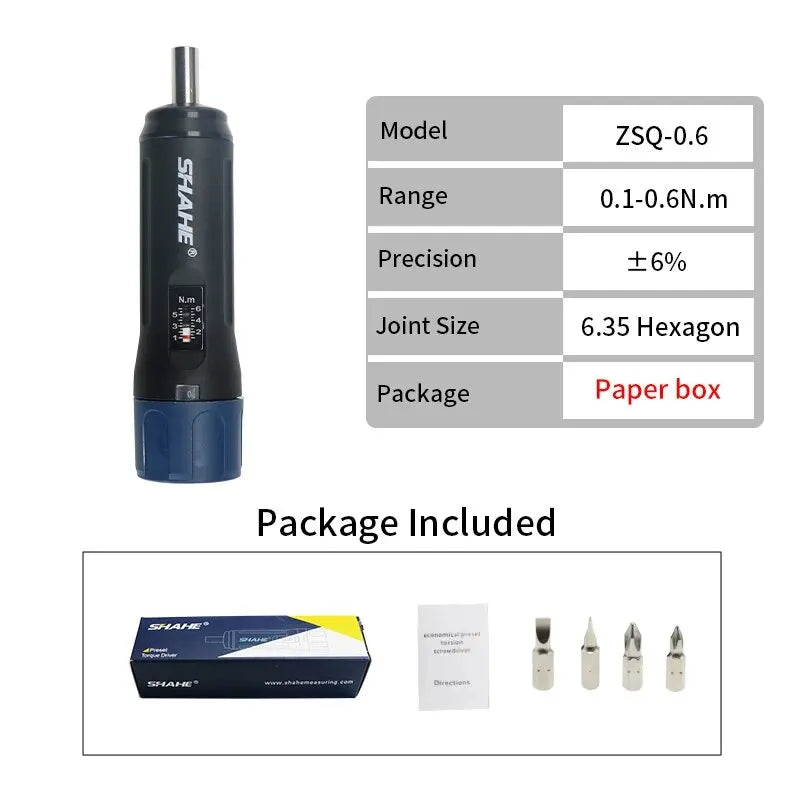SHAHE Professional High Precision Preset Torque Screwdriver Economical Torque Wrench Hand Tools