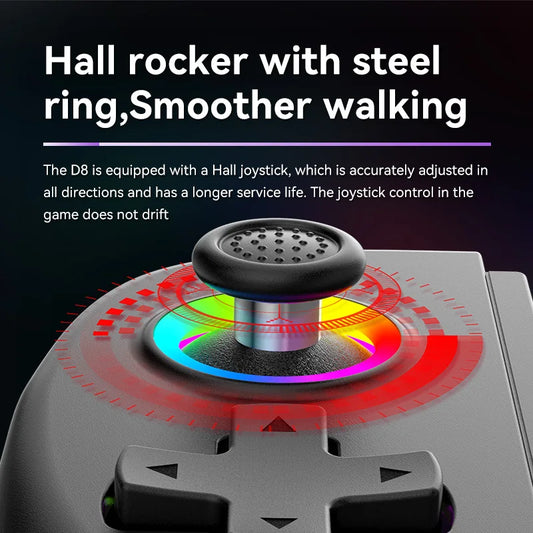 Hot Sale BSP D8 RGB Tablet Controller Wireless Handle For Switch Game Bluetooth Stretching Joystick For P3 P4 Android IOS Gamepa