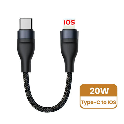 120W PD Fast Charger Type C Quick  3.0 USB C For iPhone 15 16 Samsung Xiaomi 0.25m USB C to C Short Cable