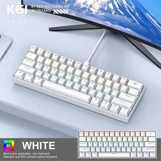 APAYADO K61 Wired 60% Mechanical Keyboard – RGB Backlit, Phantom Switches, Compact Gaming