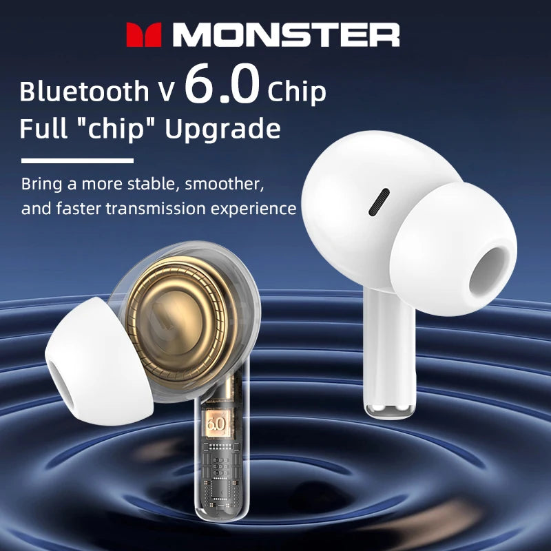 Monster MQT39 Wireless Bluetooth 6.0 Earphones TWS Hifi Stereo XNoise Reduction Gaming Sports With Mic