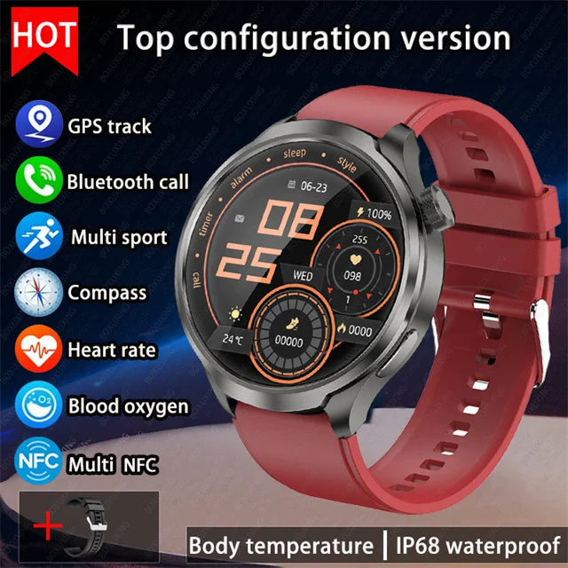 For Huawei 1.85-inch Smart Watch Men Sport Waterproof Fitness Heart Rate Watches Compass GPS Track NFC Bluetooth Call Smartwatch