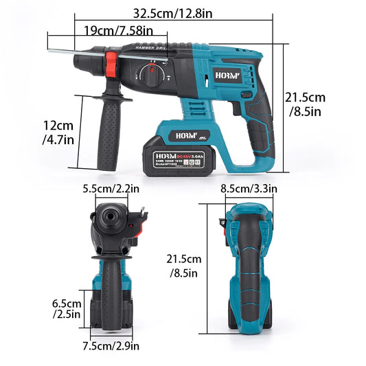 Brushless Cordless Rotary Hammer Drill – For Makita 18V Battery