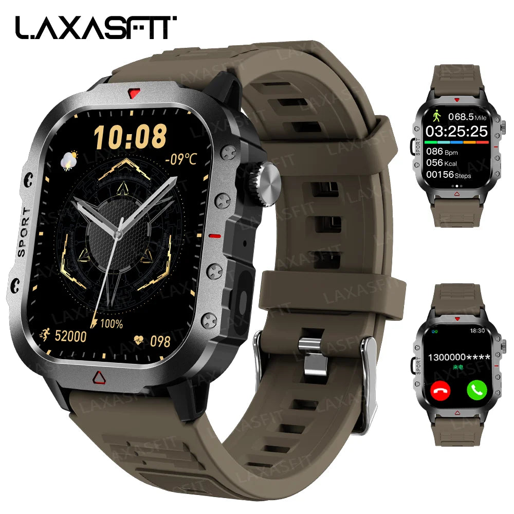 LAXASFIT Smart Watch Bluetooth Voice Call with LED Flashlight Health Monitor Outdoor Sports