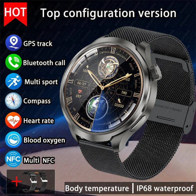 For Huawei 1.85-inch Smart Watch Men Sport Waterproof Fitness Heart Rate Watches Compass GPS Track NFC Bluetooth Call Smartwatch
