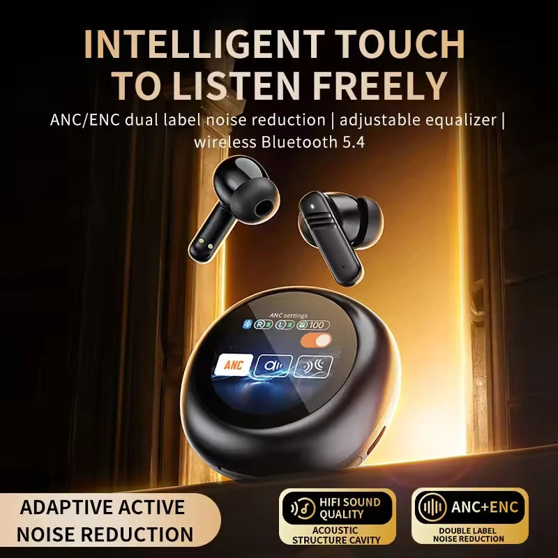 A18 Pro Wireless Bluetooth 5.4 Earphones Touch Screen Control Sports Waterproof Gaming Earphones with Microphone Earphones