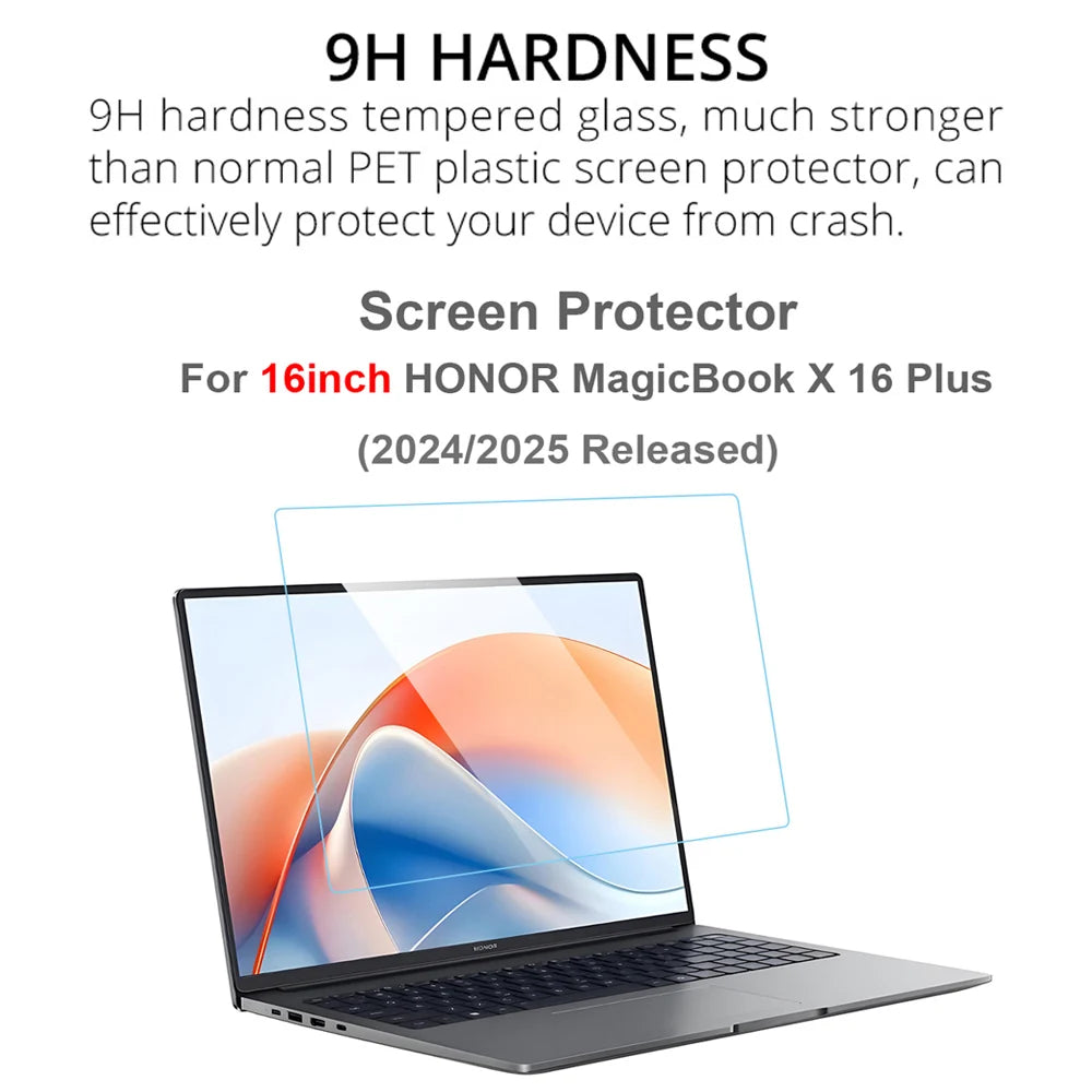 For 16Inch HONOR MagicBook X16 Plus 2024 2025 Screen Protector Scratch-proof Clear 0.3MM HD 9H NoteBook