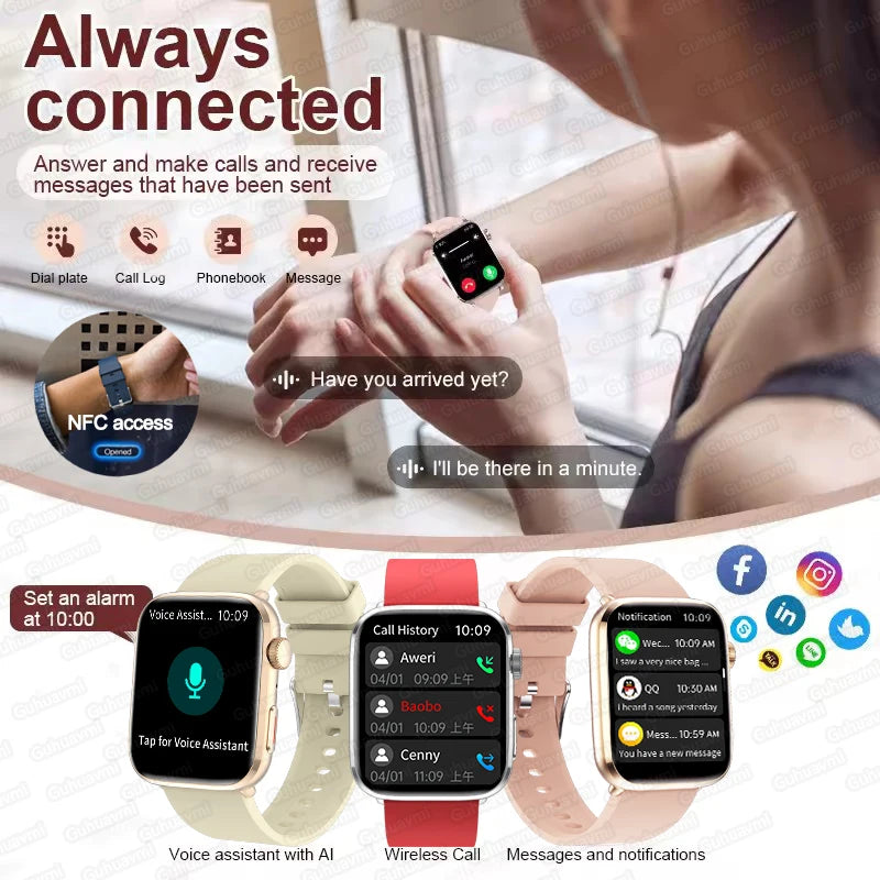 2025 New For Xiaomi Women AI Smart  watchDiagnosis Smart Watch HRV+PPG Blood Pressure Blood oxygen Health monitor IP68 NFC