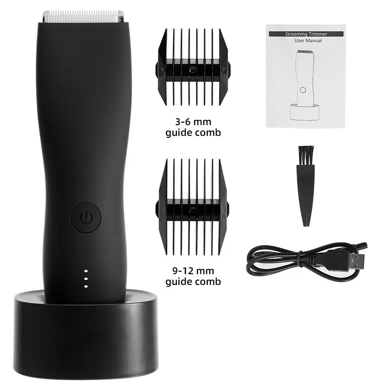 Cordless Waterproof Groin Hair Trimmer – Personal Electric Body Shaver for Men