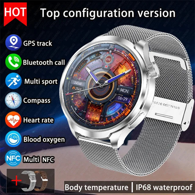 For Huawei 1.85-inch Smart Watch Men Sport Waterproof Fitness Heart Rate Watches Compass GPS Track NFC Bluetooth Call Smartwatch
