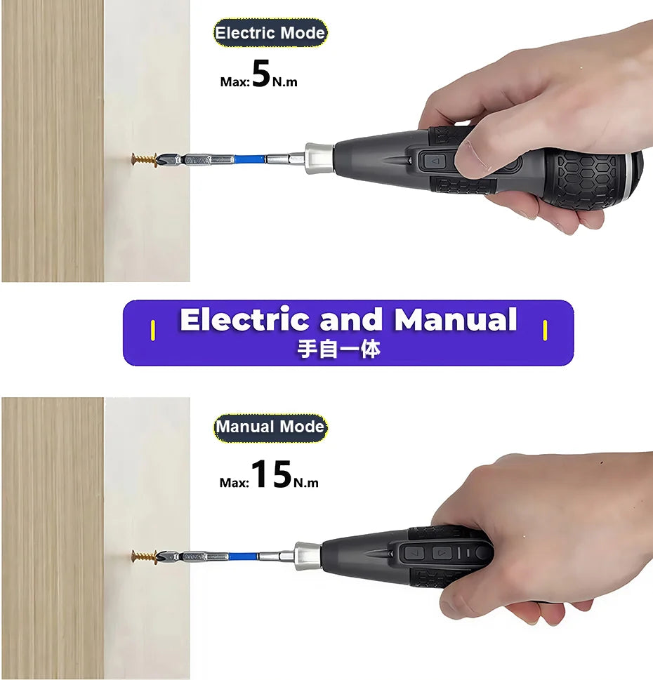 Powerful Mini Electric Screwdriver Drill 3-Level Torque Type-C LED Light Pen-Style Home maintenance Easy for Beginners