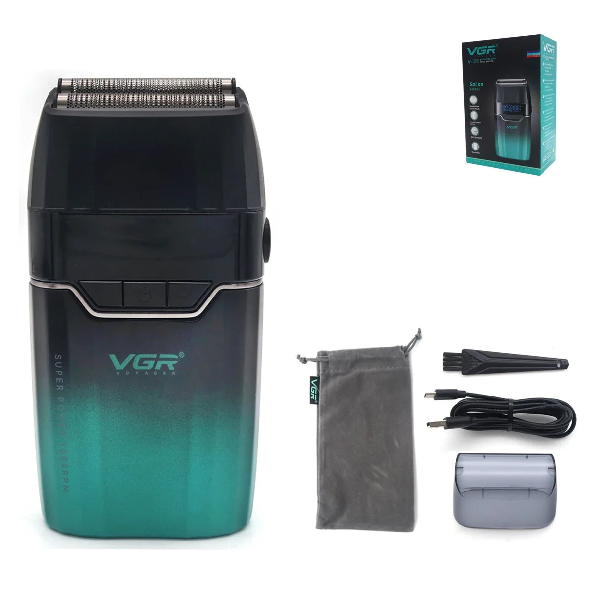 VGR Professional Hair Clipper Kit – DLC Blade, Full Metal Body, LED Display