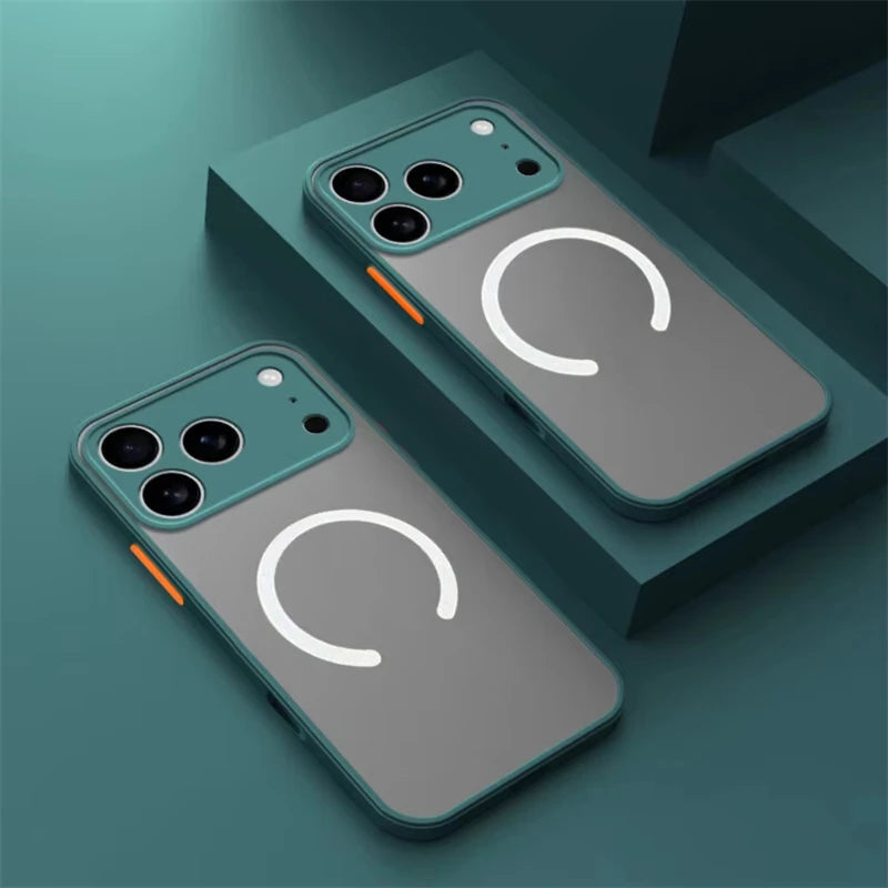 Matte Magnetic For Magsafe Wireless Charge Phone Cases For iPhone 17 16 15 14 13 11 12 Pro Max Plus XS Max XR X Air Armor