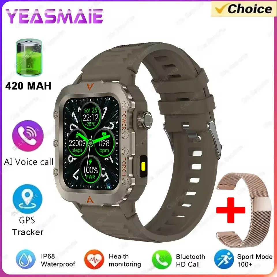 New for Outdoor Smartwatch Military  Men with Led Lighting Bluetooth Call Fitness Heart Rate