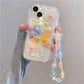 Korean 3D Bear Hang Phone Chain Lanyard Clear Soft Phone Case For iPhone 17 Air 16 15 14 Pro Max 11 13 12 Mini Plus Cute Cover