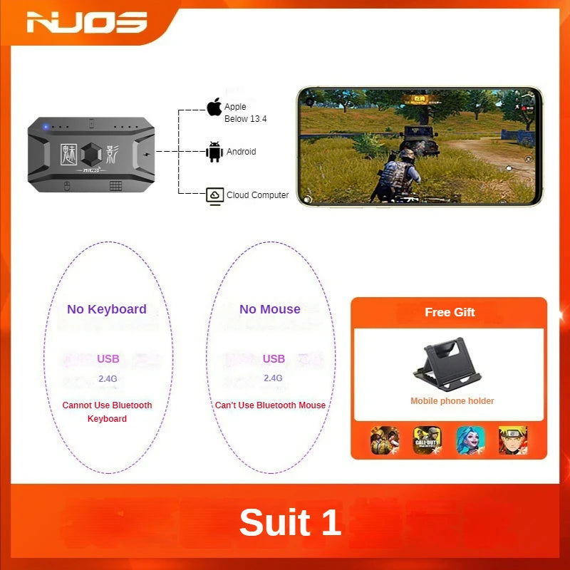 M1 Pro Mobile Controller Gaming Keyboard Mouse Converter BT V5.0 Programmable Adapter Support IOS Android System