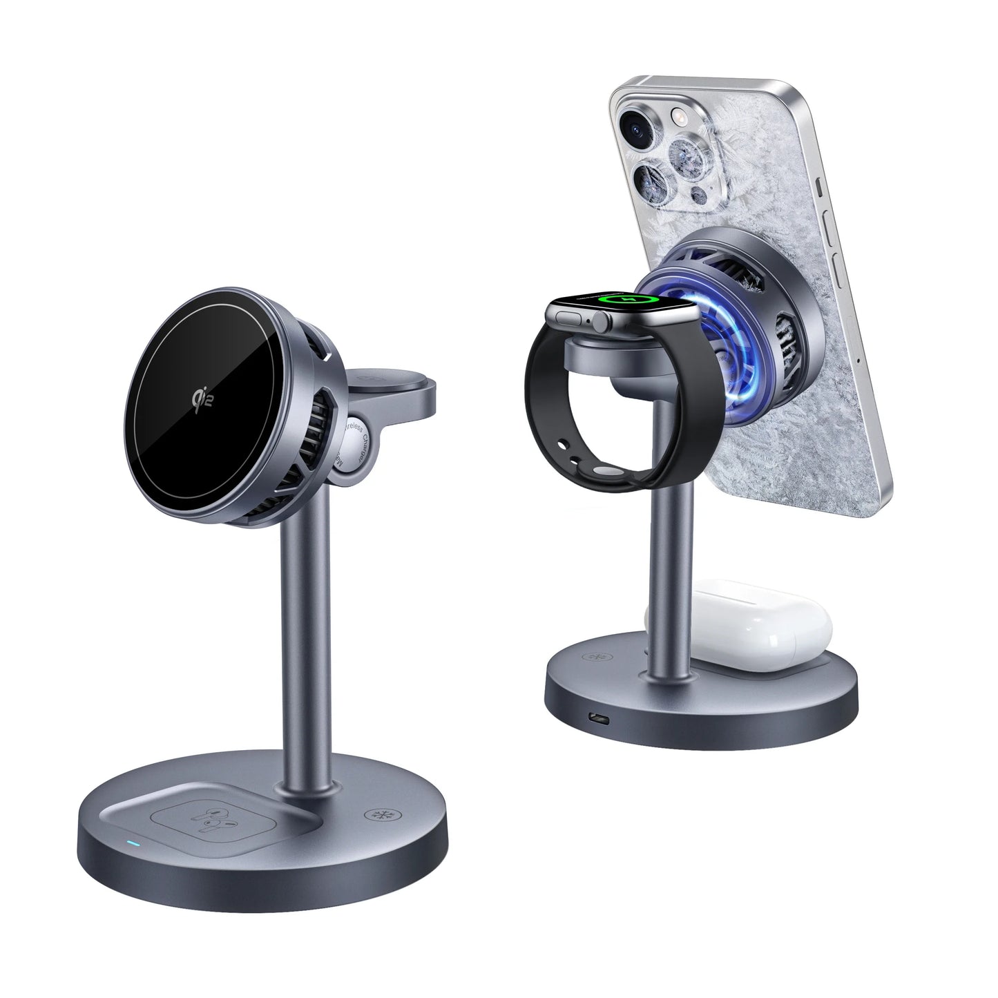 15W Qi2 Magnetic 3 in 1 Wireless Charger TEC Semiconductor Radiator for Magsafe iPhone 17~12 Pro Max Apple Watch 9 8 AirPods Pro