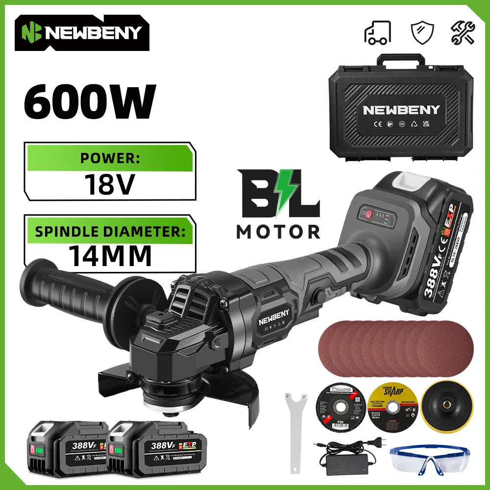 NEWBENY 125mm Brushless Cordless Angle Grinder for Makita Battery