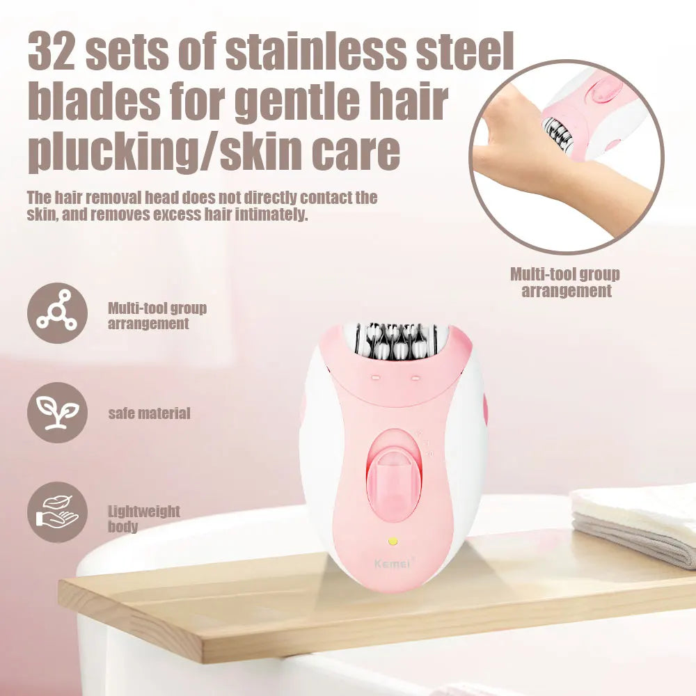 KEMEI 189B 3-in-1 Electric Epilator – Fast Charging Waterproof USB for Women