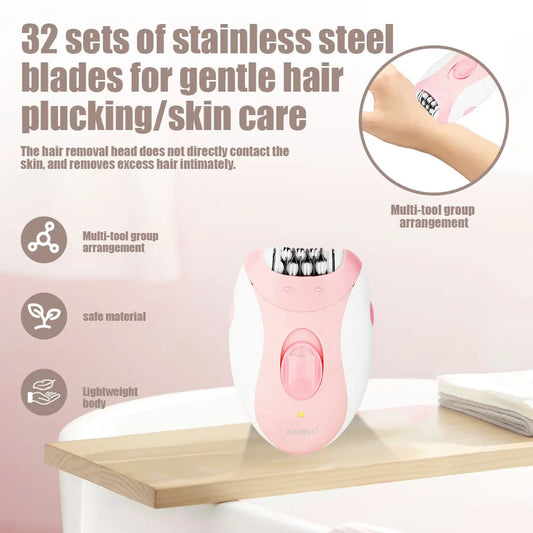 KEMEI 189B 3-in-1 Electric Epilator – Fast Charging Waterproof USB for Women
