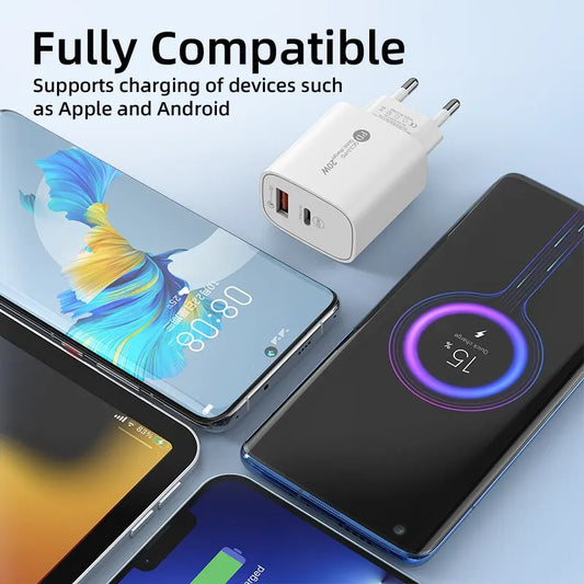 20W USB Fast Charger PD Type C Quick Phone EU/US Plug For iPhone Xiaomi Samsung Huawei USB C Wall