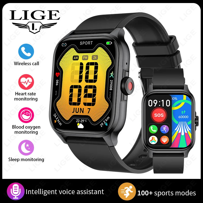 LIGE New 2025 With Flashlight Waterproof Smartwatch Men Bluetooth Calling  Women Multiple Sports Modes Man