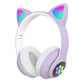 P47M Wireless Headphone Flash Light Cute Cat Bluetooth with Mic Control LED Stereo Music Helmet Phone Bluetooth