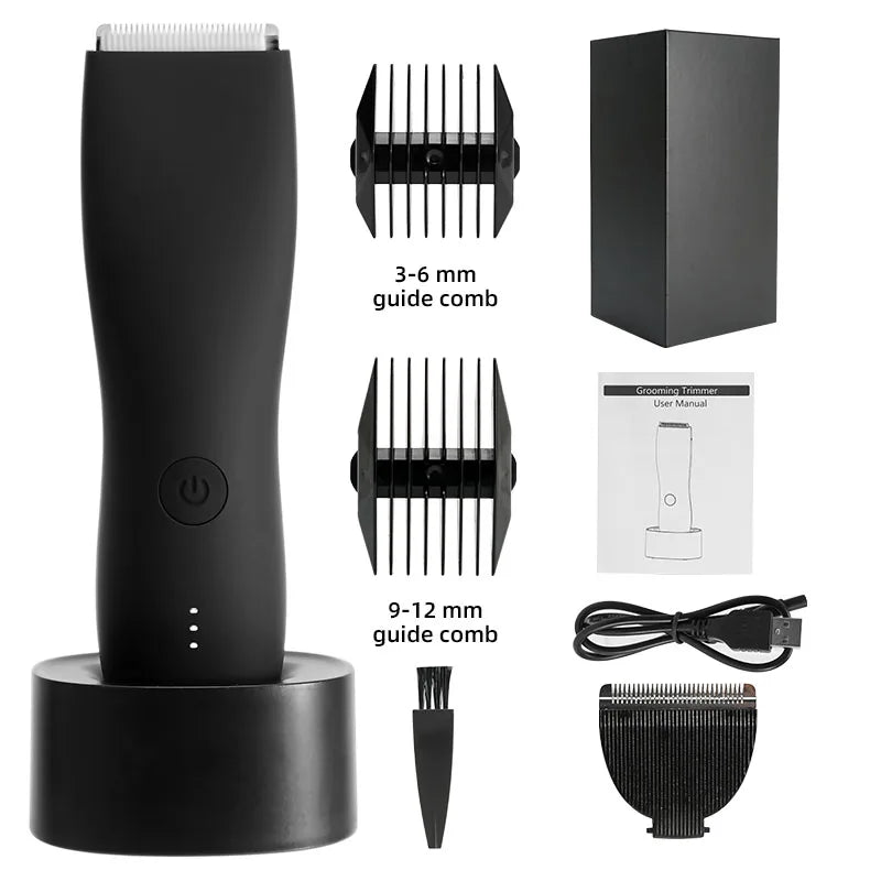 Cordless Waterproof Groin Hair Trimmer – Personal Electric Body Shaver for Men