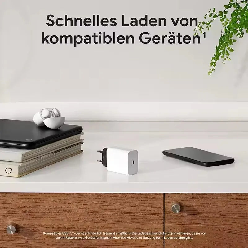 Google Original 30W Charger – USB-C Fast Charging Adapter for Pixel 8/7/6/10/9 Pro/XL/9A