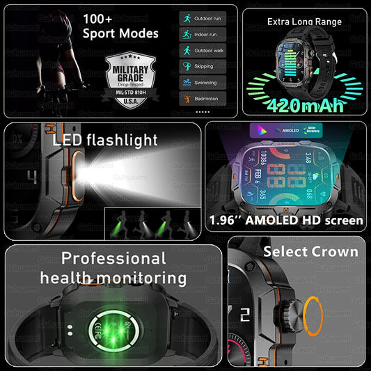 2025 For Xiaomi New Rugged Military GPS Smart Watch Men Bluetooth Call Health Monitoring AI Voice Sports Waterproof