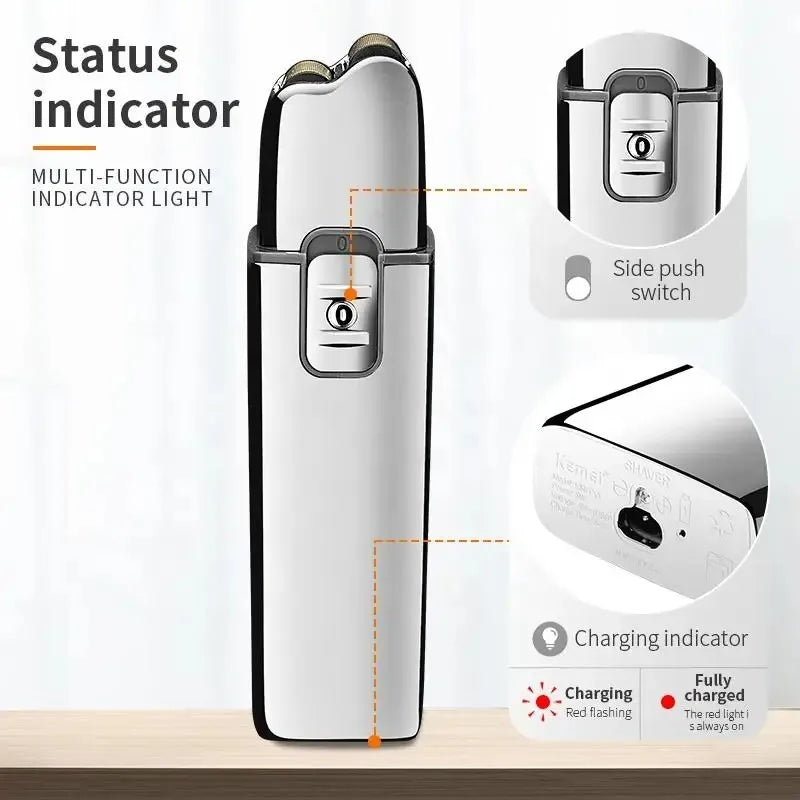 Kemei TX5 Pro Metal Electric Shaver – Rechargeable Barber Hair Clipper for Men