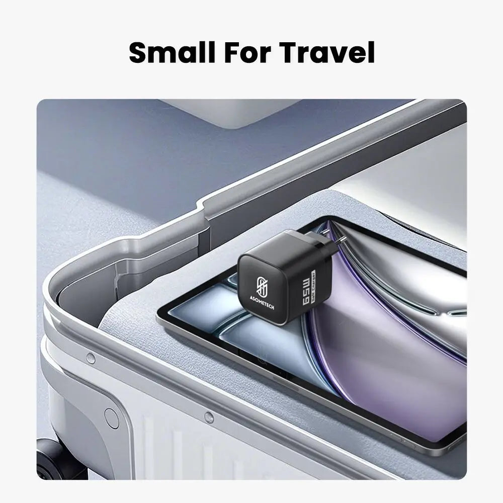 65W GaN USB Charger with Type C Retractable Cable 3 Port QC4.0 PD3.0 PPS for Macbook Laptop iPhone 16 15 14 Xiaomi