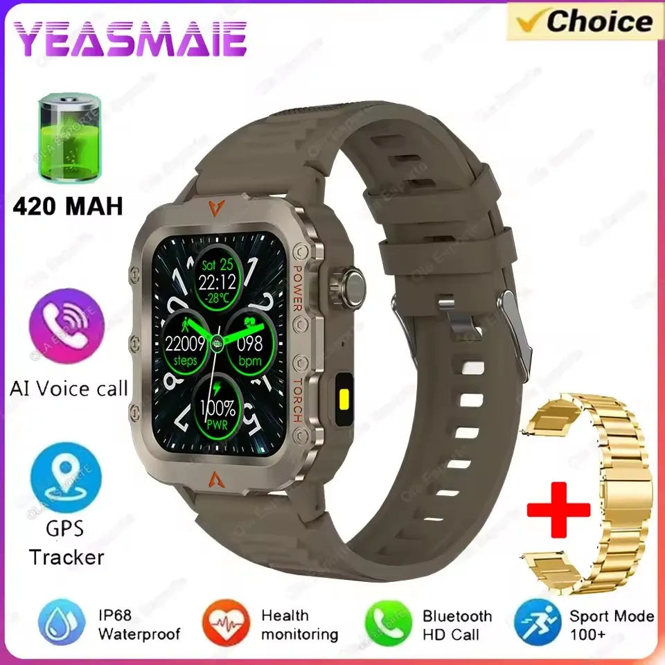 New for Outdoor Smartwatch Military  Men with Led Lighting Bluetooth Call Fitness Heart Rate