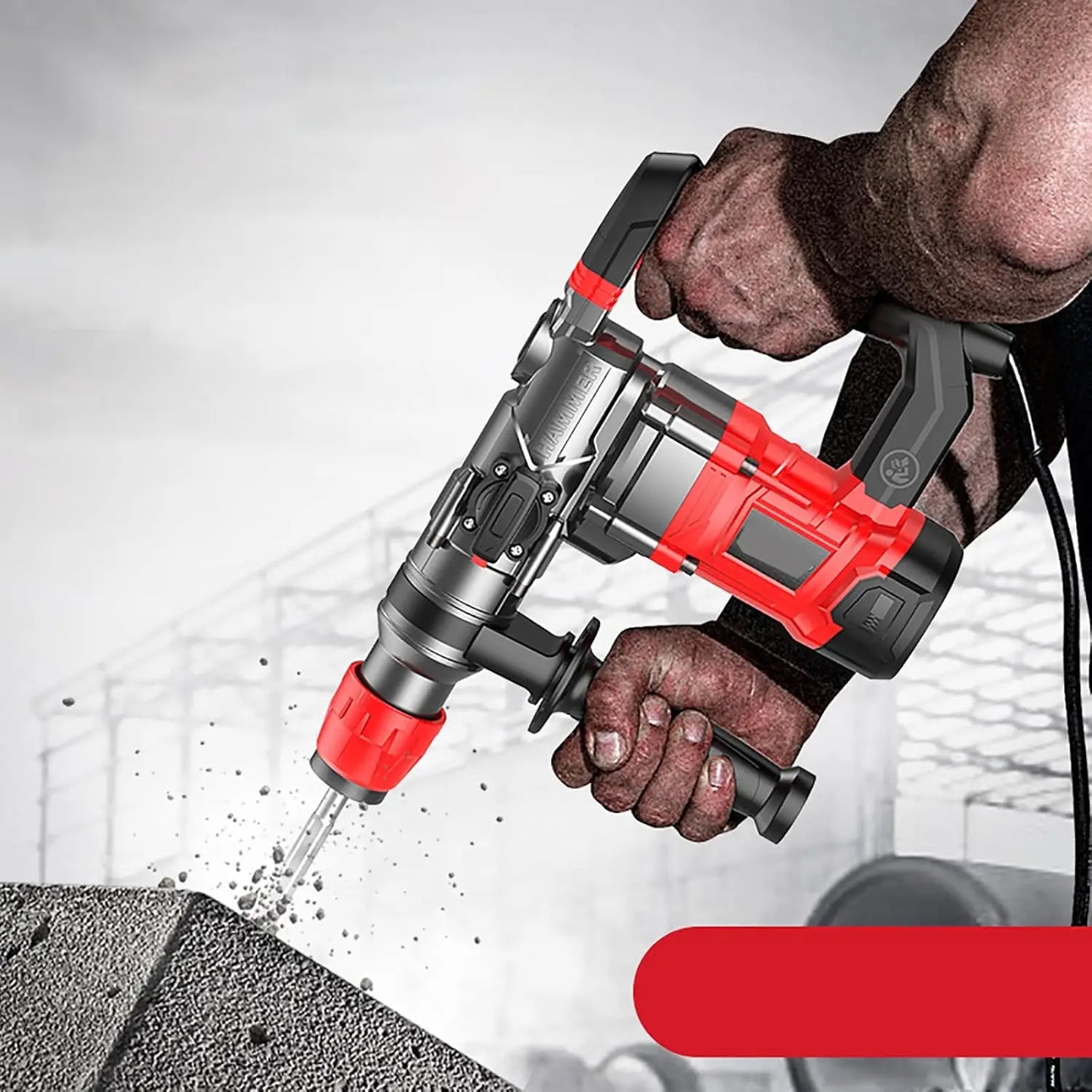 Rotary Hammer Drill with Safety Clutch, 1100 RPM AC Corded Rotomartillo for Concrete - Including 6 Bits,Carbon Brush,Carry