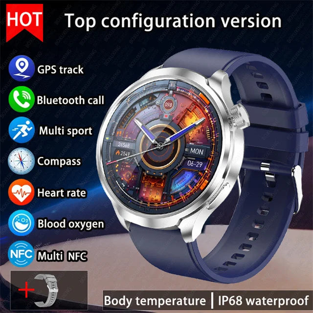 For Huawei 1.85-inch Smart Watch Men Sport Waterproof Fitness Heart Rate Watches Compass GPS Track NFC Bluetooth Call Smartwatch