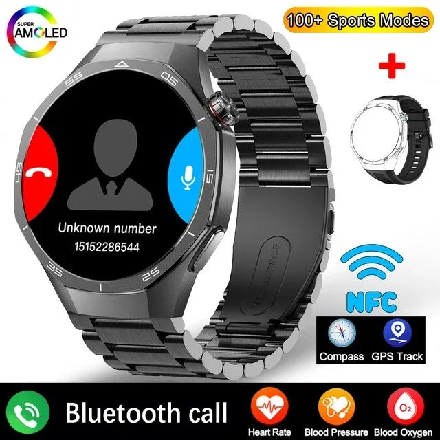LAXASFIT 2025 New Smart Watch Men's 1.52 HD Screen Bluetooth Talk Heart Rate Monitor Men Women NFC Outdoor Sports
