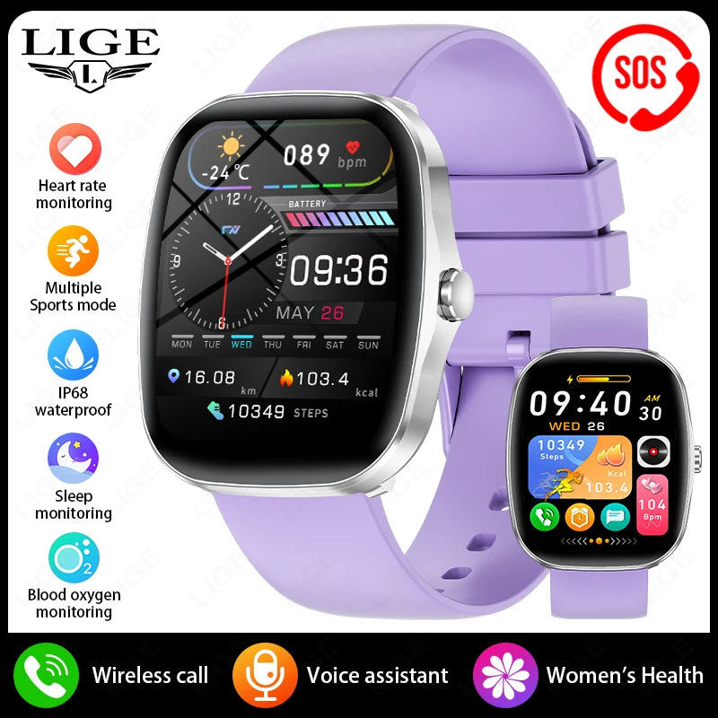 LIGE 2025 Men Smart Watch Women Health Monitor Bluetooth Call Sports Fitness Waterproof Physical Health Ladies Gifts