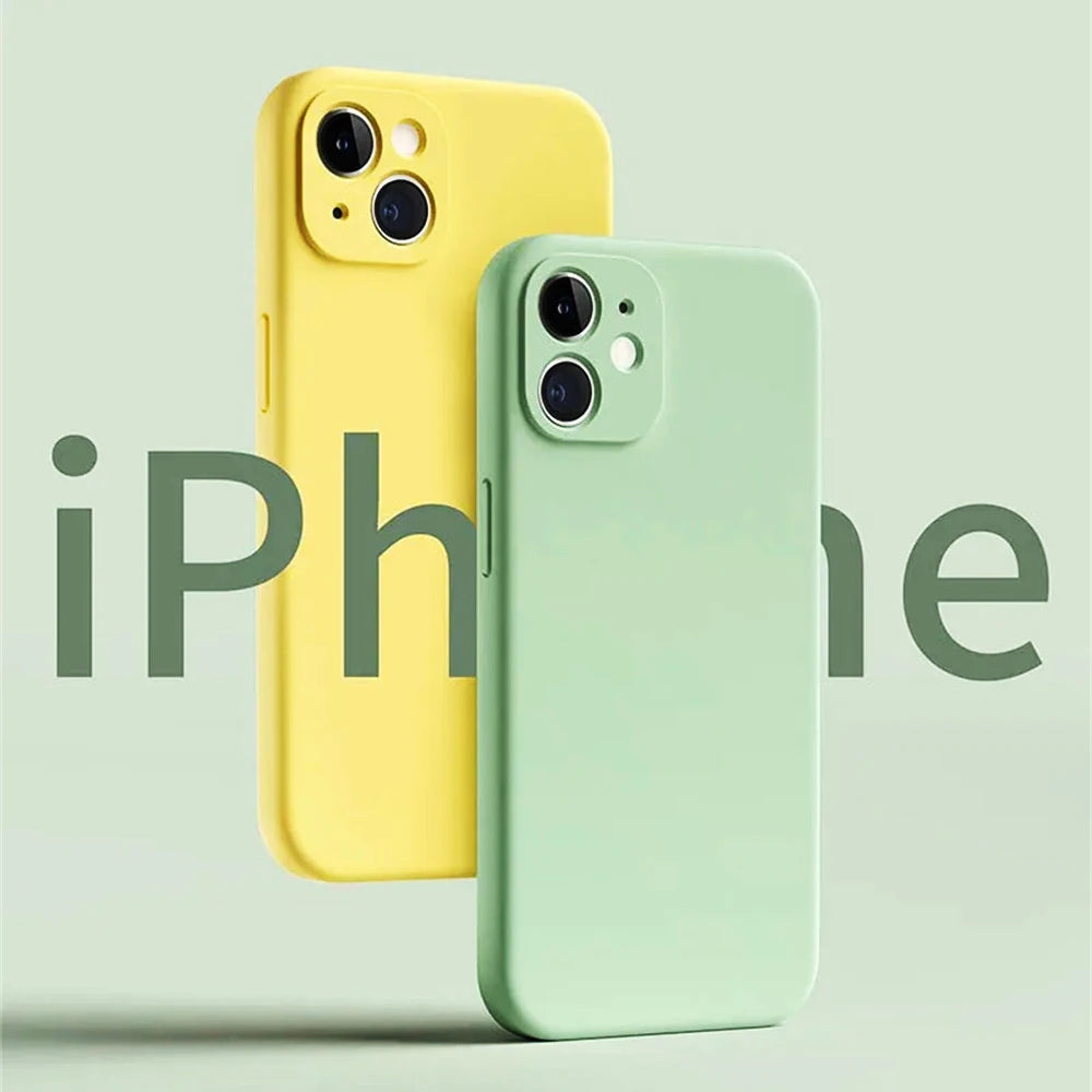 New Yellow iphone Case For Apple iPhone 16 15 14 13 12 11 Pro Max 12 13 Mini X XR XS SE 7 8 14 15 16 Plus Liquid Silicone
