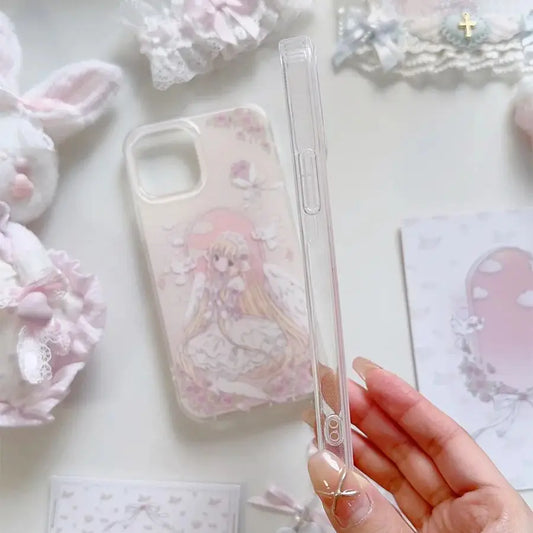 Cute Angel Anime Girl Creative Pink Phone Case For iPhone 16 E 15 14 12 13 11 Pro Max XR XS MAX 7 8 PLUS MINI Y2K Gift