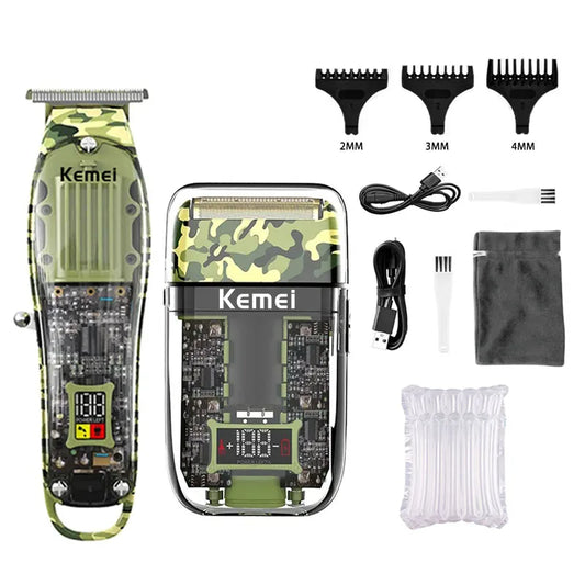 Kemei KM-2379 Transparent Clipper Kit – Rechargeable Trimmer & Waterproof Shaver Set