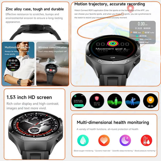 LAXASFIT 2025 New Smart Watch Men's 1.52 HD Screen Bluetooth Talk Heart Rate Monitor Men Women NFC Outdoor Sports