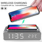 Wireless Charger Time Alarm Clock LED Digital Thermometer Chargers Fast Charging Dock Station for iPhone Samsung
