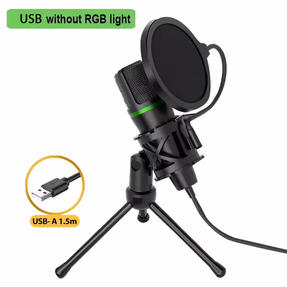Condenser USB Wired Microphone – Professional Gaming & Streaming Mic for PC, Laptop, Podcast with RGB