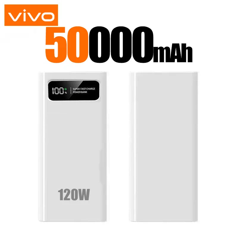 VIVO 200000mAh LED Digital Display Power Bank High Capacity 120W Super Fast Charging Portable External Battery For IPhone New
