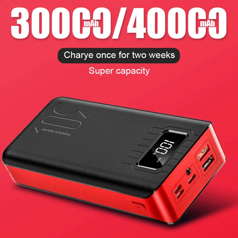30000mAh/40000mAh PowerBank External Battery 2 USB LED 30000mAh Type-c For OnePlus Xiaomi