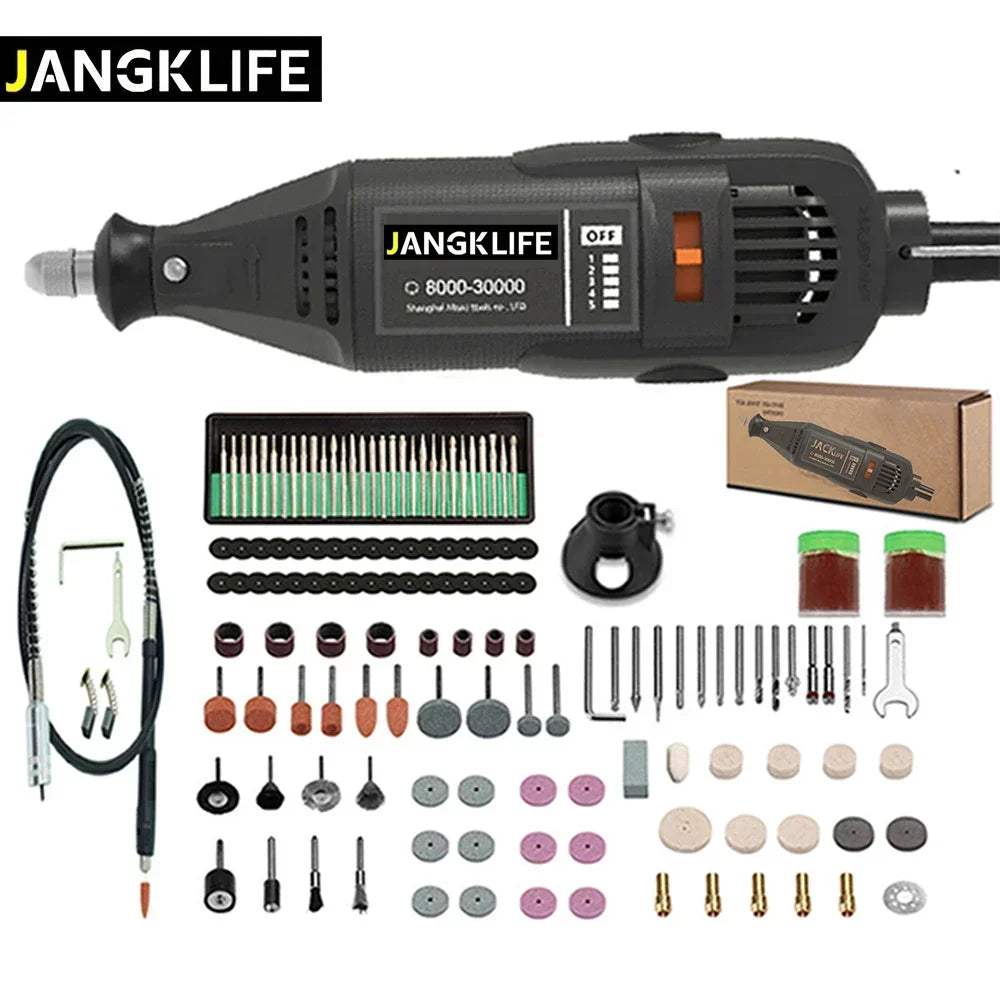 JANGKLIFE Electric Mini Drill & Die Grinder – 110V/220V Engraver & Polisher with Rotary Tool Set Kit for 3000/4000