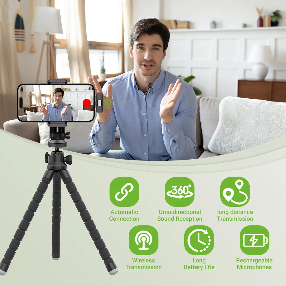 Basix 2.4G Wireless Lavalier Microphone – Portable Mini Mic for iPhone & Android, Live Streaming & Gaming